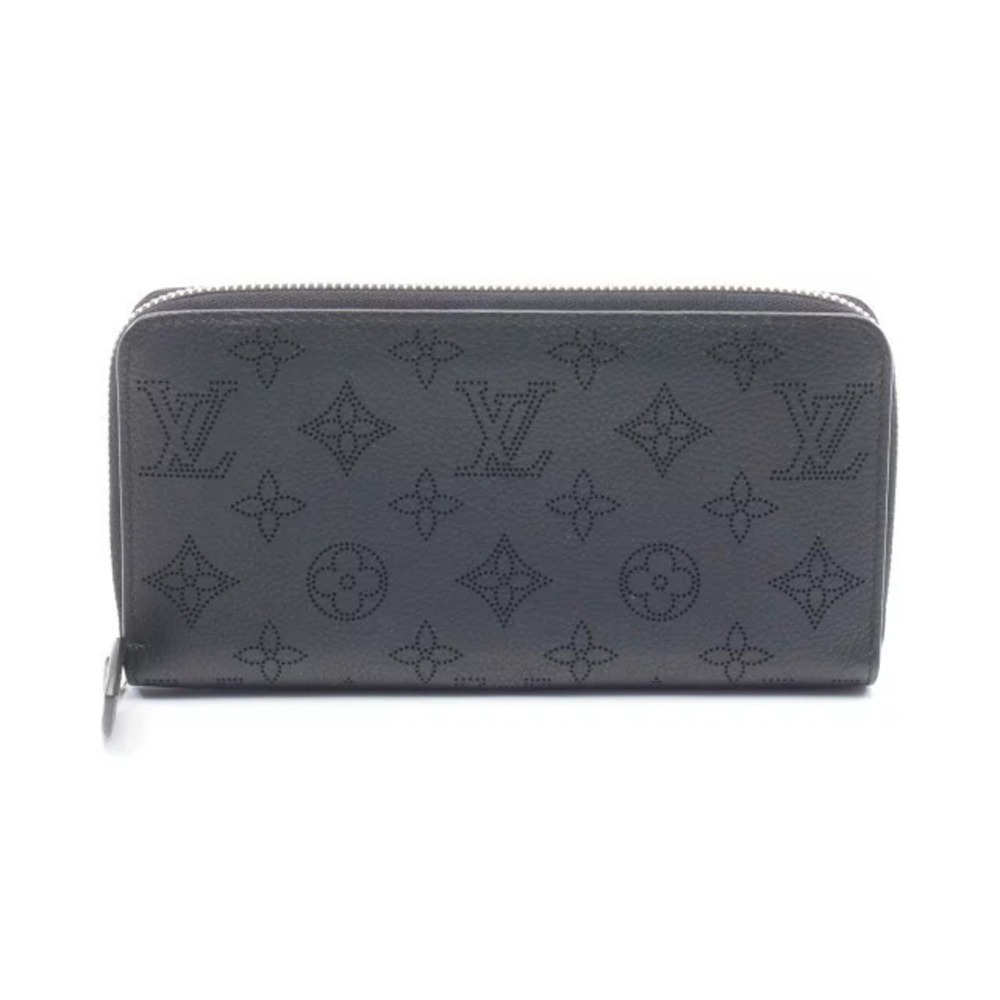 Louis Vuitton Zippy Wallet Mahina Noir Black Round Long Leather Black